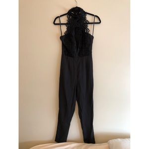Black jumpsuit with lace top